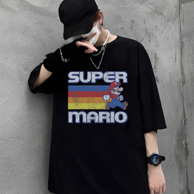 เสื้อยืดคุณภาพดี (S-5XL)    【New】มาริโอ เยาวชน Fifth Sun Super Mario Rainbow Streak Adult Mens T-Shirt sale เสื้อยืด