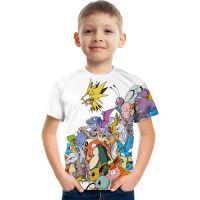 2023 New3D ฤดูร้อน Pokemon แฟชั่นการ์ตูนเสื้อยืด Hip Hop Streetwear ลำลองแขนสั้นเด็กผู้หญิง3DPrinted T-Shirt