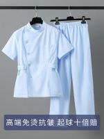 original Nurse uniform split suit summer female short-sleeved dental dentist beautician short blue thin medical overalls