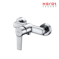 Karat Faucet ก๊อกผสมยืนอาบแบบก้านโยก ติดกำแพง สำหรับฝักบัวสายอ่อน KF-18-760-50