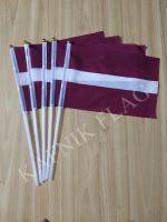 KAFNIK 5pcs  14*21cm  Latvia Hand Waving National hand Flag with Pole for advertisement decoration  free shipping