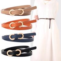 New Style Ladies Belt Anti-Rust Buckle Genuine Leather Shirt Dress Non-Hole Decorative Thin