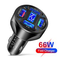 4 Ports USB Car Charger 66W Fast Charging Quick Charge 3.0 Car Mobile Phone Charger Adapter For iPhone 14 13 Xiaomi mi Samsung Car Chargers