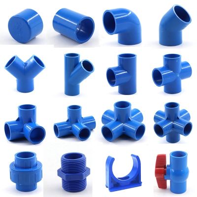 I.D 20/25/32mm Blue PVC Pipe Fittings PVC Straight Elbow Tee Cross Connector Water Pipe Adapter 3 4 5 6 Ways Joints