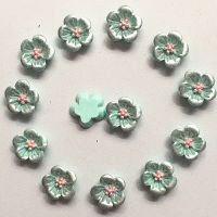 100Pcs 14mm lake blue rose Resin Flowers Decoration Crafts Flatback Cabochon For Scrapbooking Kawaii Cute Diy Accessories