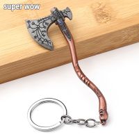 Punk Fashion Jewelry God Of War 4 Kratos Axe Keychains Exquisite Crystal Carved pattern Axe Pendant key holder Souvenir jewelry