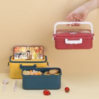 Bento Lunch Box Can Be Microwave Preservation Separated Lunch Students with Cover Boxes with Stainless Steel Tableware