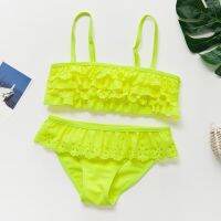 【CAS】 ชุดว่ายน้ำชุดว่ายน้ำทูพีซเด็กสาววัยรุ่น3 14ปี,Beachwear-ST9031กลวงชุดบิกินี่เด็กมีระบาย