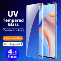 yqcx001 sell well - / 1-4Pcs Full cover Glass for OPPO Reno 6 pro plus 5 4 3 pro 5G UV Tempered Glass protective phone screen protector film UV glue