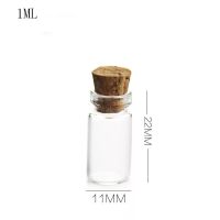 20pcs/lot 11x22mm 1ml Mini Small Tiny Clear Cork Stopper Wish Glass Bottles Vials Container Perfume Nail Art Bottle Jars Decor