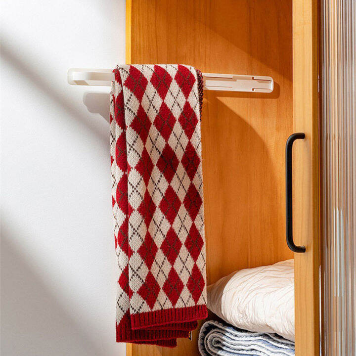 Retractable Rack Self Adhesive Hook Wardrobe Pull Out Towel Rack One
