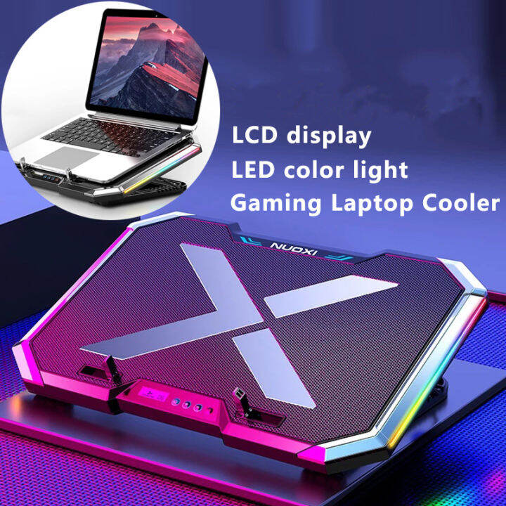 Gaming Laptop Cooler Six Fan Led Screen Two USB Port RGB Lighting