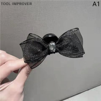 TOOL IMPROVER 1ชิ้นกิ๊บติดผมรูปโบว์สองด้านประดับผมอะคริลิคพลอยเทียมใหม่