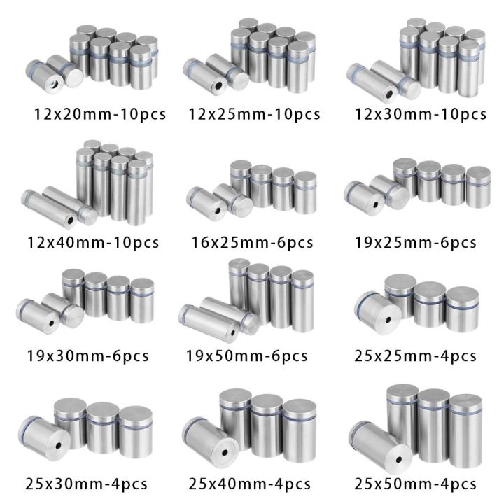 cod-in-stock-4-6-10pcs-ทนทาน-สแตนเลส-ชั้นวางอะคริลิค-ที่วาง-spacer-หมุดโฆษณา-standoffs-สกรูยึดป้ายโฆษณา-ตัวยึดกระจก-กระดานโฆษณา-fixed-nails