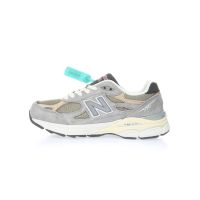 Retro classic versatile mens and womens casual jogging shoes_New_Balance_990 series, pig leather combination mesh upper material, comfortable shock absorption and breathable student running shoes, fashionable and comfortable sports shoes