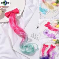 Fashion Bowknot Wig Hairpins Kids Barrettes Gradient Color Toupee Bow Hair Clips Girls Headdress Sweet Gift Stage Performance