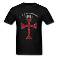 New Arrival Knights Templar Cross Print T-shirt Stylish Men Black Red T Shirt Cartoon Vintage Pattern Tops For Christian