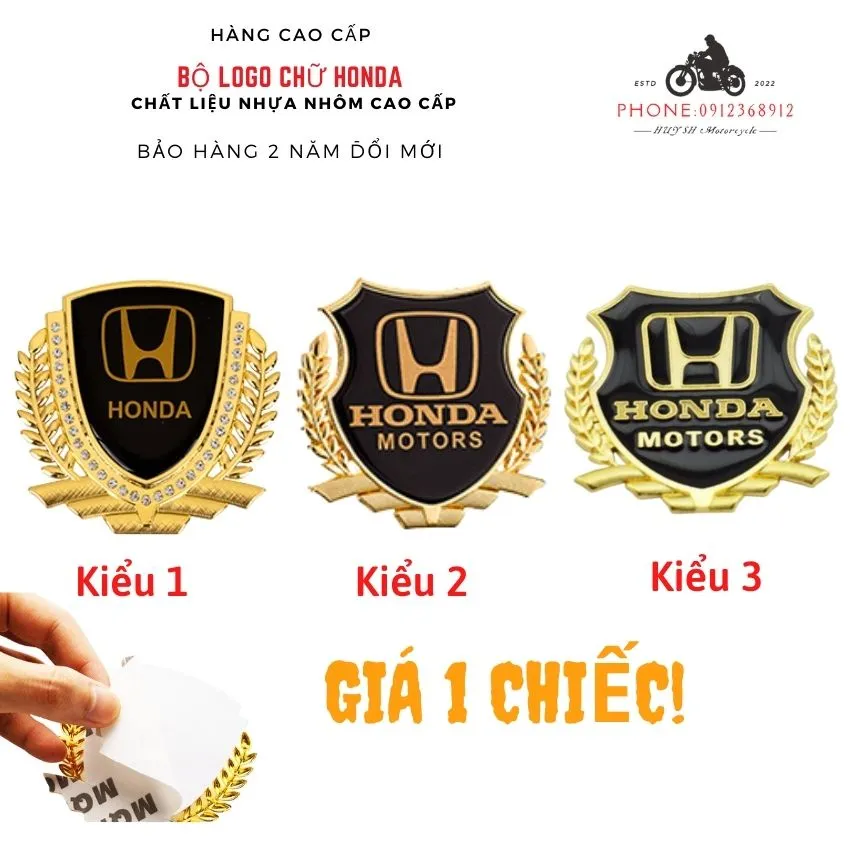 Logo Nhôm Honda Dán Xe Máy, OTO Cực Đẹp, logo honda dán mặt nạ xe ...