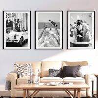 Girls Just Wanna Have Fun Fashion Posters, Black And White Luxury Car Fashion Photography, Wall Art Canvas Painting, Perfect For Home Decor,เพิ่มความสง่างามให้กับทุกห้อง