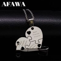 3Pcs Best Friends Puzzle Pendant Necklaces Silver Color Neckless Stainless Steel Friendship Necklace Women Girls Jewelry N413S01