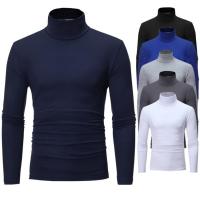 Fashion Mens Casual Slim Fit Basic Turtleneck High Collar Pullover Male Autumn Spring Thin Tops Basic Bottoming Plain T-shirt