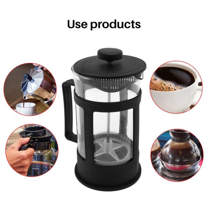 3x-glass-french-press-coffee-tea-maker-600ml-coffee-press-borosilicate-glass-with-heat-resistant-handle