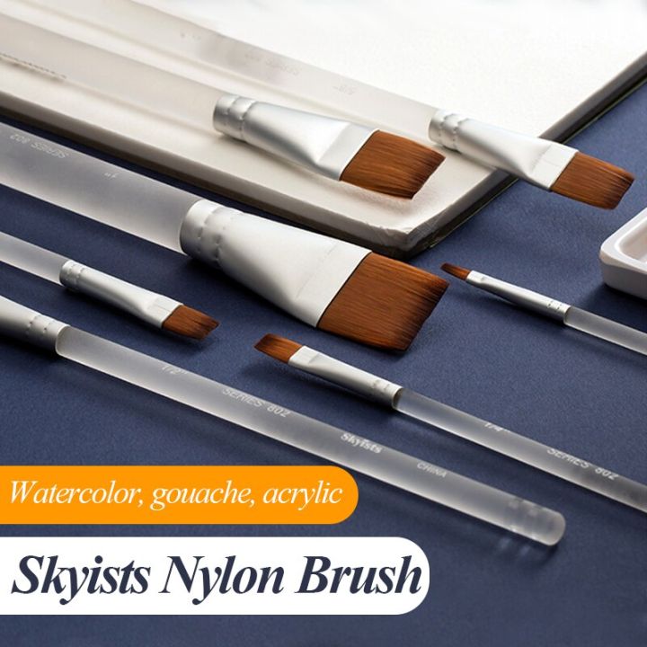 skyists-7-10pcs-nylon-brush-flat-round-head-diy-watercolor-pen-art-supplies-drawing-art-pen-paint-brush-nylon-brush-painting-pen
