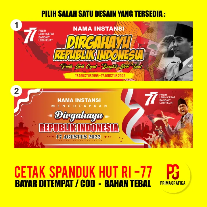 Cetak Spanduk Hut Ri Ke 77 Banner Kemerdekaan Indonesia Merdeka Desain 1 Bisa Request 7157