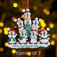 Christmas Penguin Family Decoration Christmas Tree Hanging Ornament For Home Wall Party Festive Pendant Gift Resin 8.5x8.5cm Christmas Ornaments