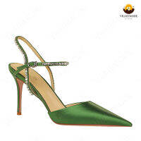 BIGTREE Slingback รองเท้าส้นสูงรองเท้าแตะผู้หญิงที่มีคริสตัลพรรคผู้หญิงรองเท้าแหลมนิ้วเท้ากริชรองเท้าส้นสูง