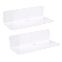 2pcs Space Saving Bathroom For Smart Speaker Modern Wall Mounted No Drill Home Decor Easy Install Acrylic Floating Shelf Bedroom