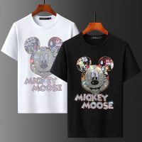 SONIX เสื้อยืดแขนสั้นสำหรับผู้ชาย Mickey เพชรร้อน Mickey คู่เมาส์ที่มีเสื้อยืดลายเพชร