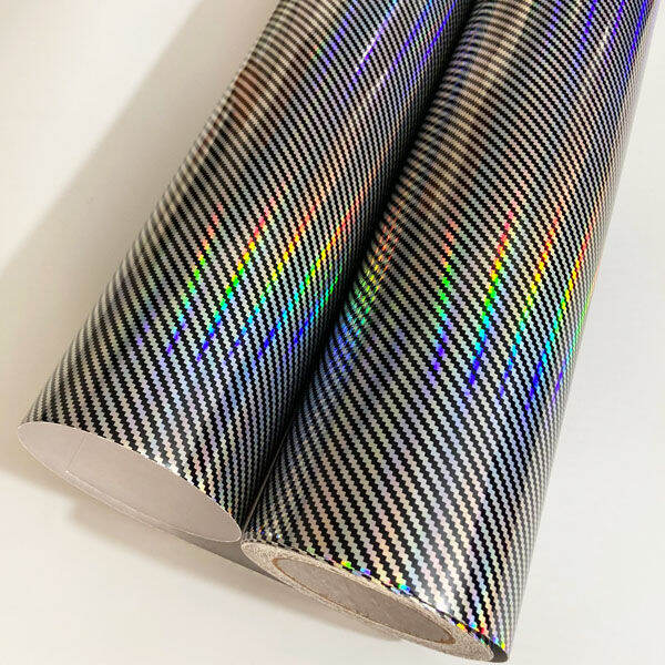 300X50CM Holographic Black and silver Carbon Fiber Vinyl Sheet Car Wrap
