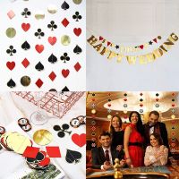 Red Gold Black Poker Casino Wedding Party Decoration Garlands Poker Paper Banner Anniversaire Adult Birthday Party Hanging Decor Banners Streamers Con