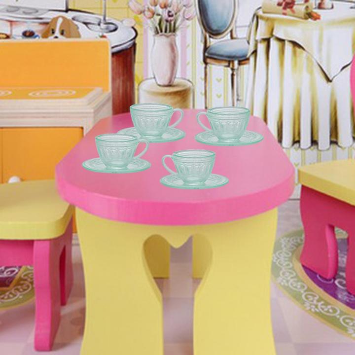 dolity-4x-ชุดถ้วยชาบ้านตุ๊กตาสำหรับครัวบ้านตุ๊กตาเครื่องใช้สำหรับโต๊ะอาหารขนาดจิ๋ว
