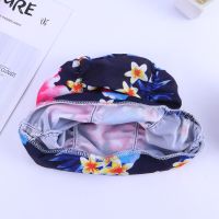 Women Swim Waterproof Printing Flower Pleated Swim New Elastic Ear Cloth Swim Cap For Women Ear Protector Elasticity Swim Cap Swim Caps