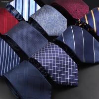 ☸✘❏ Classic Silk Men Plaid Neck Ties 8cm Striped Tie for Men Formal Wear Business Suit Wedding Party Gravatas Male Gift Accessory