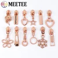 ☊✥ 5/10Pcs 5 RoseGold Zipper Slider for Nylon Zip Tape Clothes Sewing Zippers Puller Head Zips Pull Handle Luggage Tag Accessories