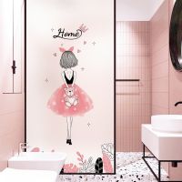 【LZ】✟  Menina dos desenhos animados filme estático opaco privacidade vidro adesivo fosco janela filme casa cozinha banheiro wc porta adesivo decoração do quarto