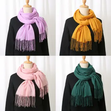 Pink Scarf Neck, Long Scarf Imitation Cashmere Solid Color Winter Warm Scarf  200x70cm at  Women's Clothing store