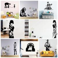 Creative Banksy Wall Art Decal Wall Stickers Vinyl Material For Home Decor Living Room Bedroom Mural Poster Wall Stickers  Decals