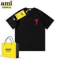 ☼Ami Crown เสื้อยืดแขนสั้นแขนสั้นสำหรับผู้ชาย,เสื้อยืดแขนสั้นร้านเรือธงพิมพ์ลายเสื้อแบบหลวมน่ารัก