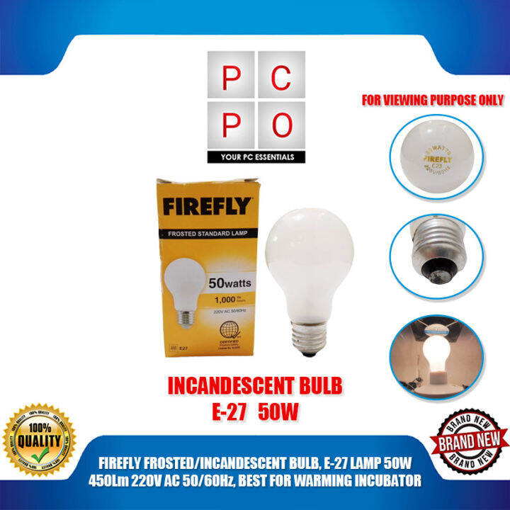 PC PO FIREFLY FROSTED/INCANDESCENT BULB, E27 LAMP 50W 450Lm 220V AC 50
