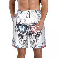 ชุดว่ายน้ำชาย กางเกงว่ายน้ำ Trunks Beach Board กางเกงขาสั้น ชุดว่ายน้ำชาย Running Sports Surf Shorts Skull Flag USA Quick Dry