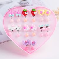 Special Offers Lovely Cartoon Crystal Children Jewelry Baby Girl Earrings, No Earrings Pendants Ear Clips False Earrings Girls Ring Gifts.