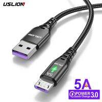 สายไมโคร USB 5A USLION โทรศัพท์มือถือชาร์จแบบเร็วสายสายยูเอสบีขนาดเล็กสำหรับไฟ LED เครื่องชาร์จ USB สายข้อมูล