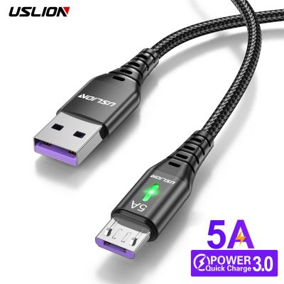 สายไมโคร USB USLION 5A โทรศัพท์มือถือชาร์จแบบเร็วสายยูเอสบีขนาดเล็กสายไฟสำหรับหุ่นยนต์ไฟ LED สายข้อมูล R USB