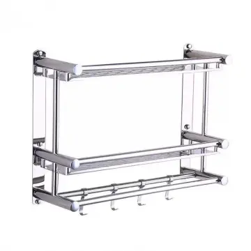 Solid No Drill Stainless Steel Metal Bathroom Shelf Bathroom