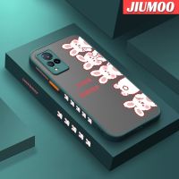 JIUMOO เคสสำหรับ VIVO V21 4G V21 V21s 5G ลายการ์ตูนน่ารักกระต่ายบางขอบสี่เหลี่ยมด้านข้างดีไซน์ใหม่กันกระแทกมีน้ำค้างแข็งโปร่งใสแข็งเคสมือถือคลุมทั้งหมดกล้องปกป้อง Softcase