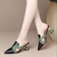 Women Fashion Multi Color Black Pu Leather Slip on Square Heel Pumps Lady Classic Beige High Quality Comfort Summer Shoes E9077